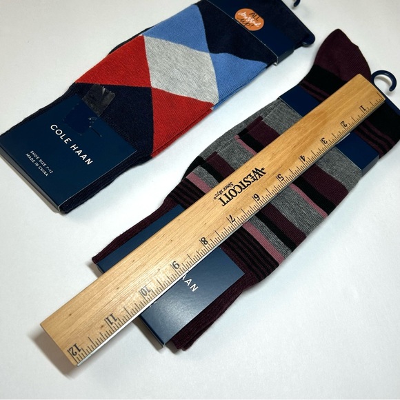 Cole Haan Men’s Dress Socks Multi-Color Cotton Blend 2 Pairs Bundle Shoe Sz 7-12 - Picture 6 of 16